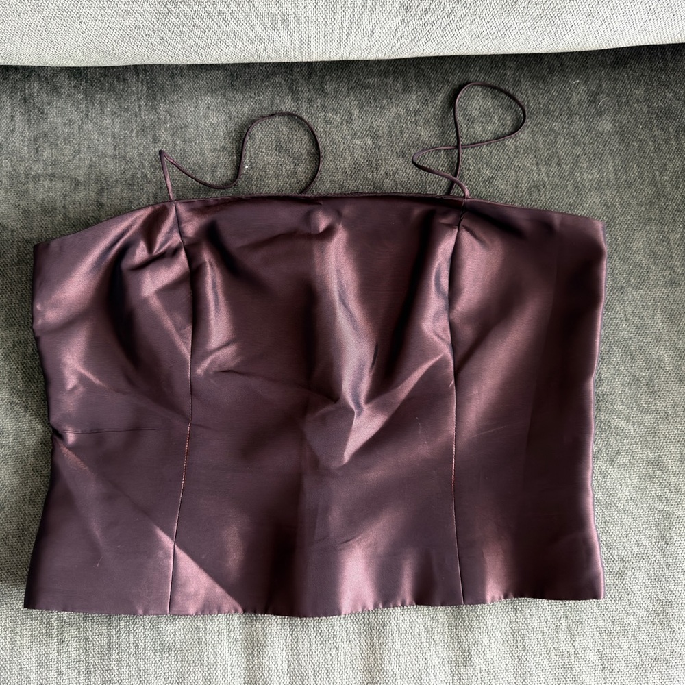 Ann Taylor Satin Strapless Bustier Top in Brown